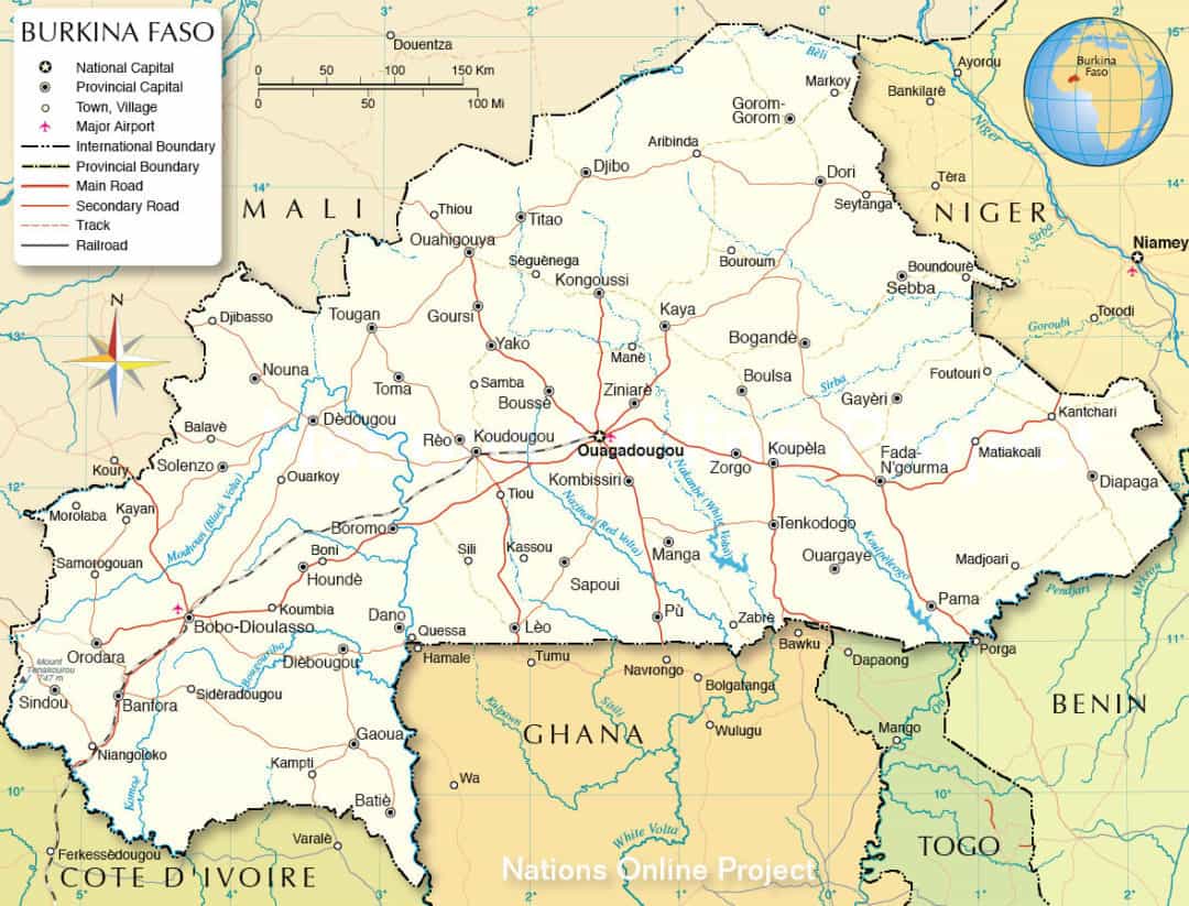 Country map of Burkina Faso