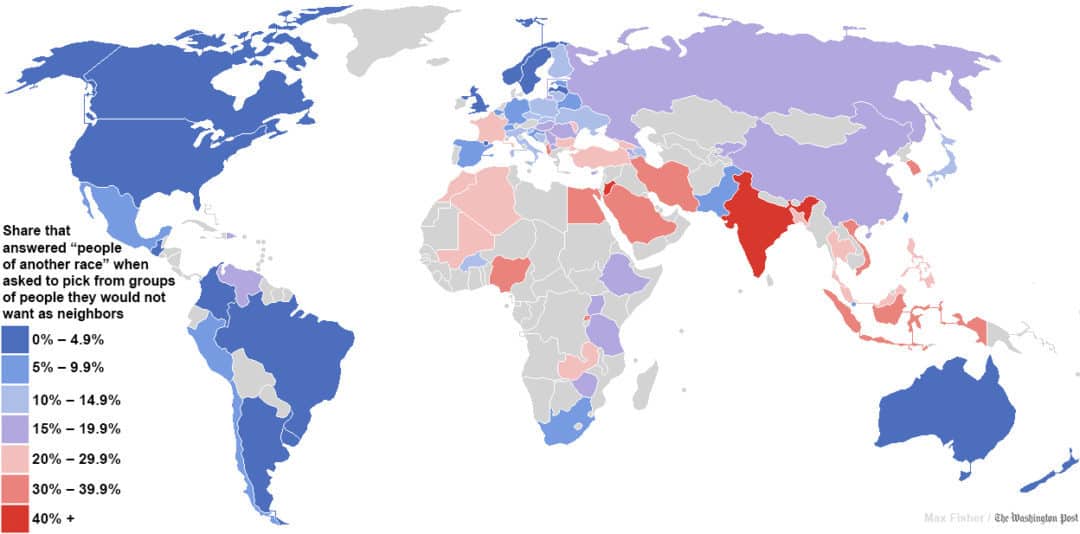 washington post -world racial tolerance map 2013